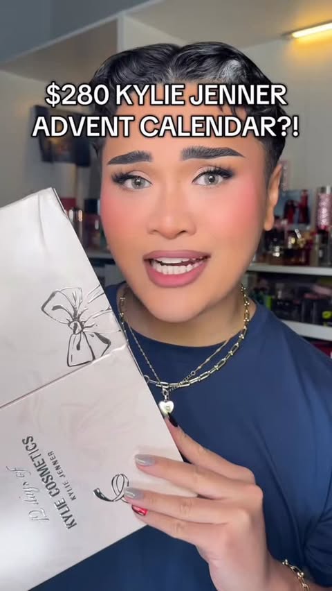 Instagram post by @seananthonyv for Kylie Cosmetics. Caption reads: UNBOXING @kyliecosmetics $280 ADVENT CALENDAR?!....