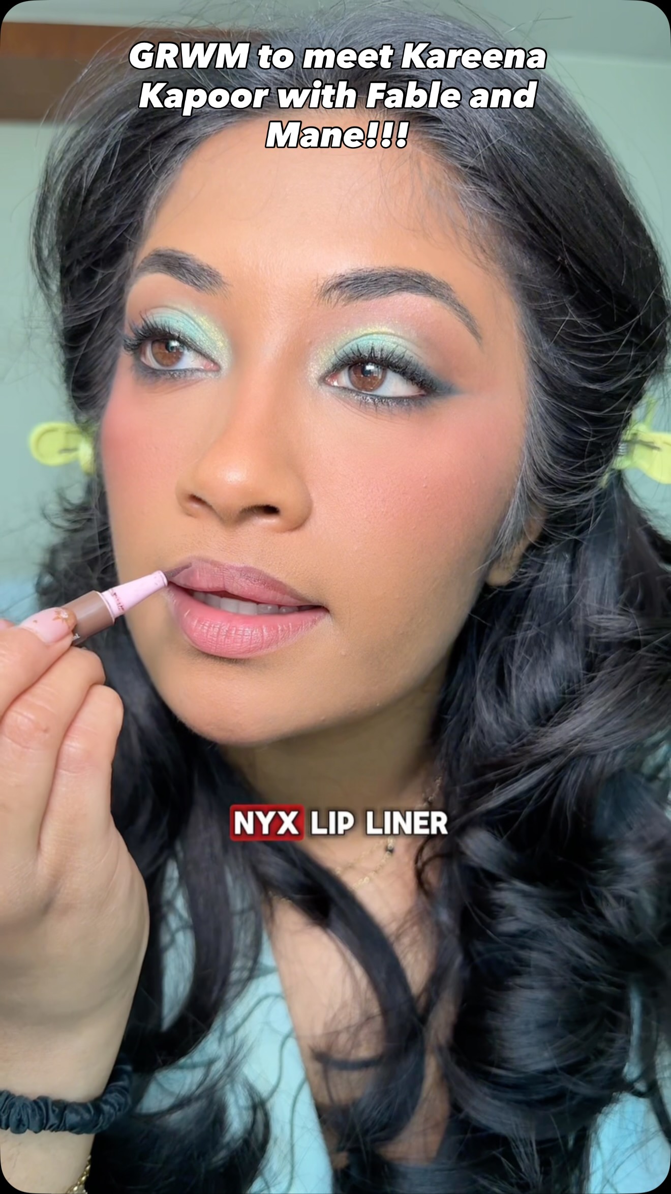 Instagram post by @monica.raviii for Fable and Mane. Caption reads: GRWM to meet KAREENA KAPOOR?!! With @fableandmane....