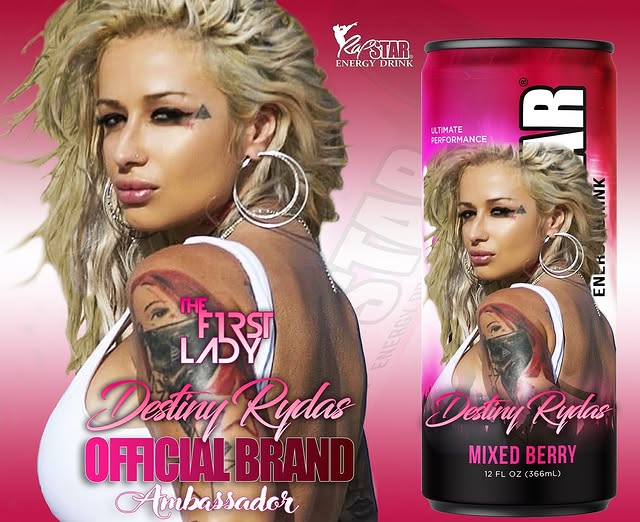 Instagram post by @destinyrydas for Rapstar Energy. Caption reads: [...] @iamdestinyrydas THE 1ST LADY OF....