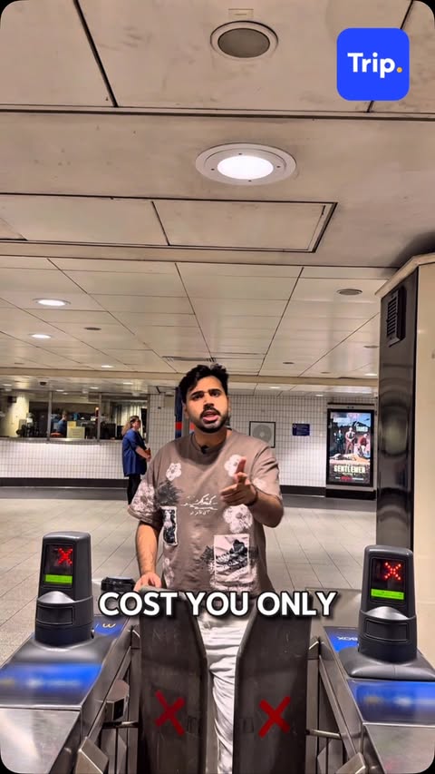 Instagram post by @aale.haider for Trip.com. Caption reads: [...] cost less than your morning coffee 👀🚆....