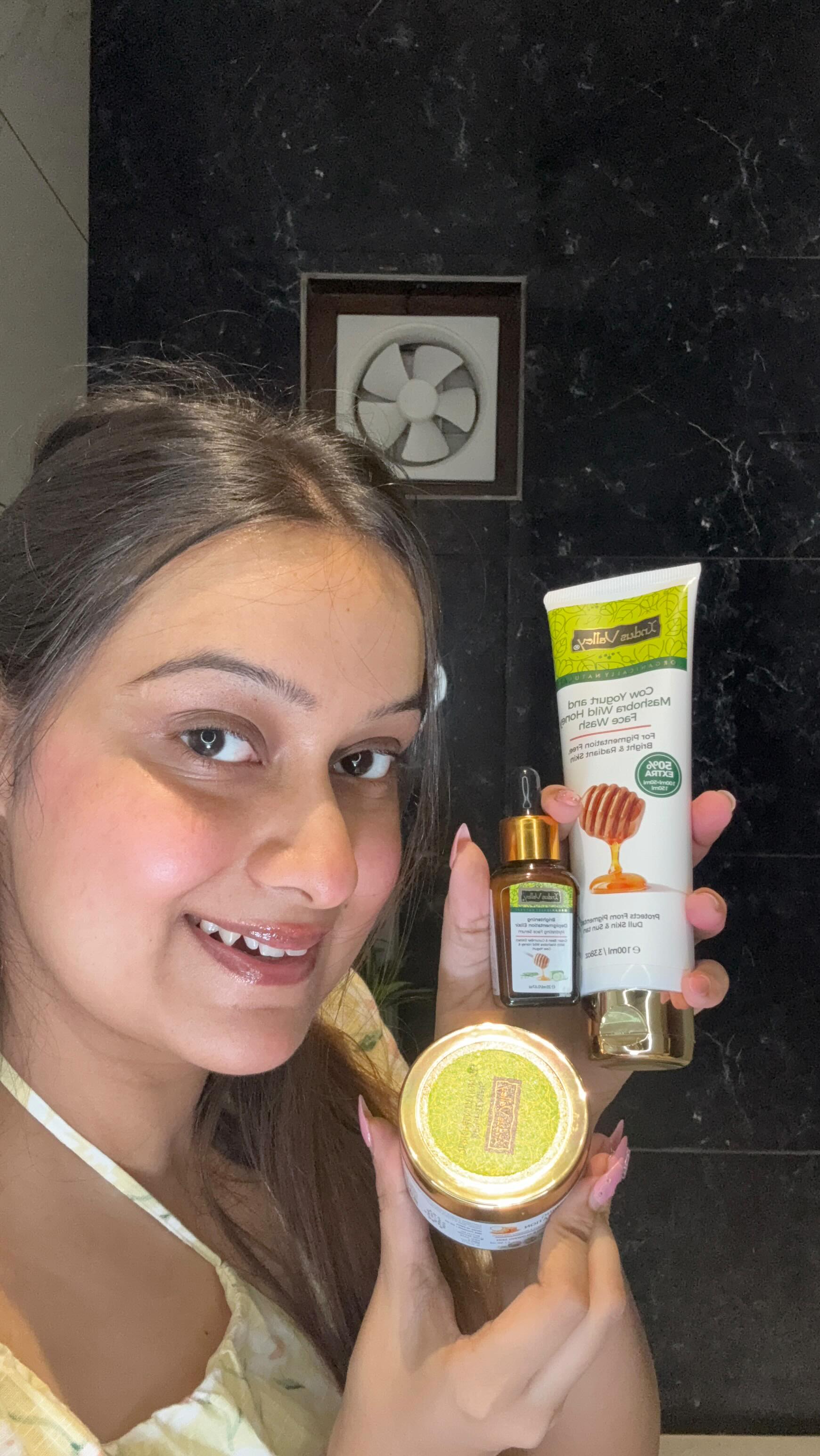 Instagram post by @ridhi_khanna56 for Indus Valley Organic Beauty. Caption reads: [...] 3 Step skincare Routine using....