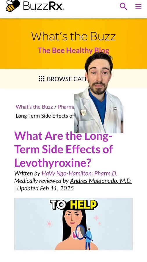 Instagram post by an influencer for BuzzRx. Caption reads: [...] like levothyroxine? @buzzrx has resources to....