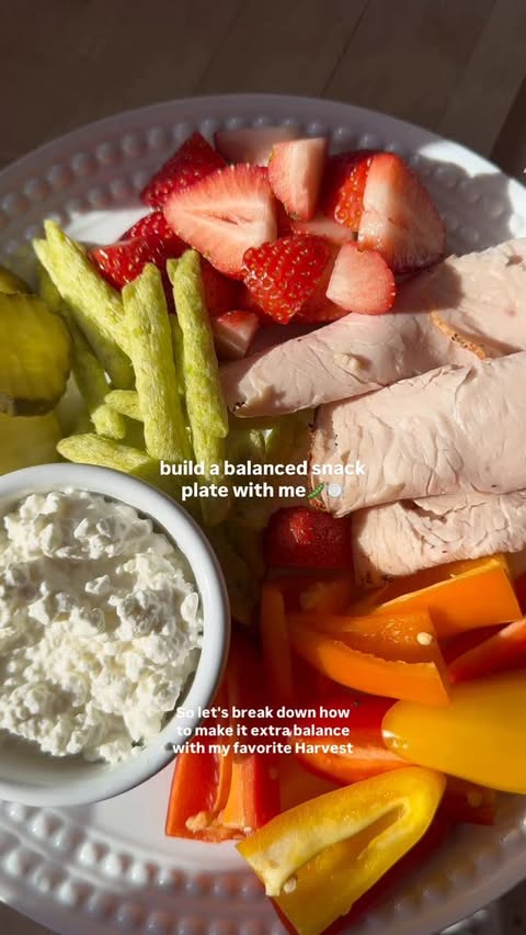 Instagram post by @goodness_with_g for Harvest Snaps. Caption reads: Hot take - snack plates make the MOST perfect....