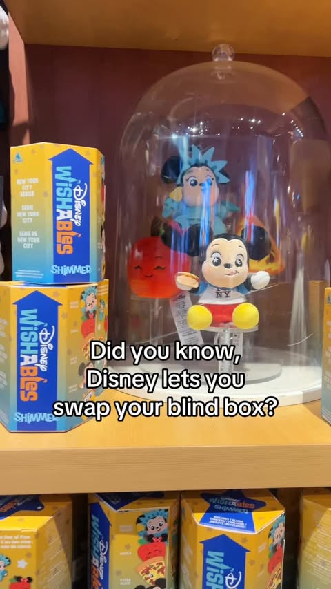 Instagram post by @dogsdisneydiys for Disney Store. Caption reads: [...] swap your blind box in-store at the Disney....