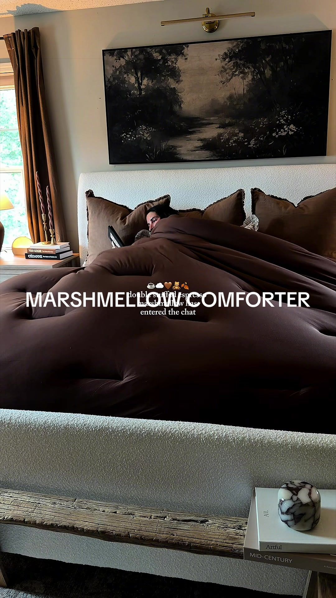 TikTok post by @kennyshopsalot for Mellow Sleep. Caption reads: [...] GOEGROUS this color would be 🥹☕️🤎....