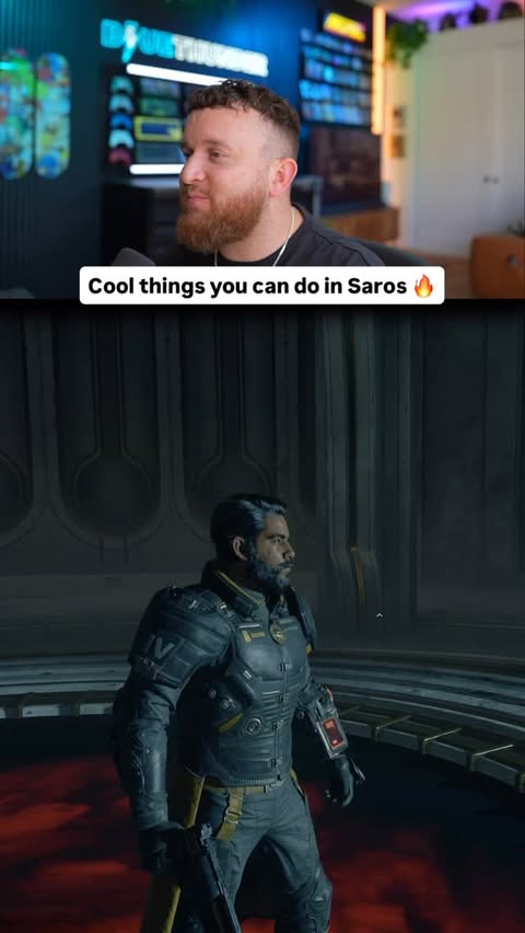 Instagram post by @blue_thundergaming for PlayStation. Caption reads: Cool things you can do in Saros! @playstation #ad....