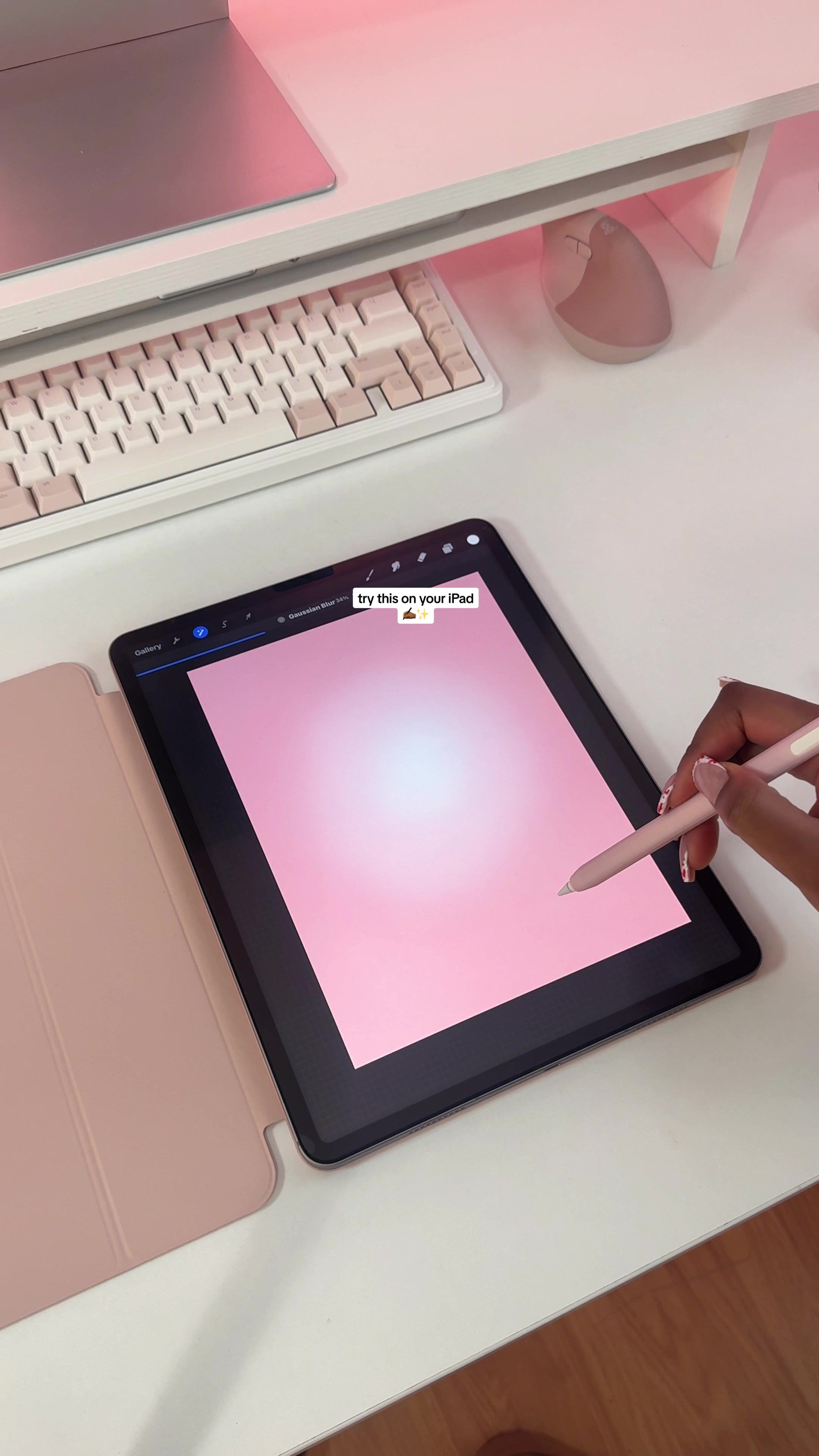 TikTok post by @isiomavlogs for Procreate. Caption reads: Try this on your iPad ✍🏾✨ App @Procreate ....