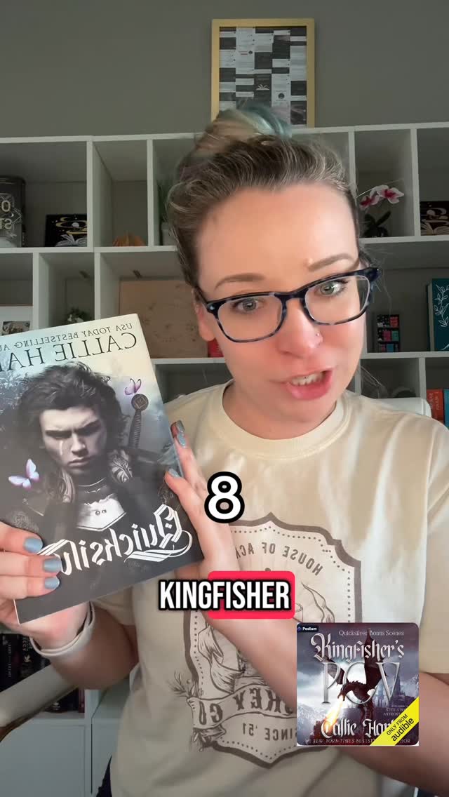 Instagram post by @fantasyfangirlspod for Audible. Caption reads: Listen to the bonus Kingfisher POV chapters only....