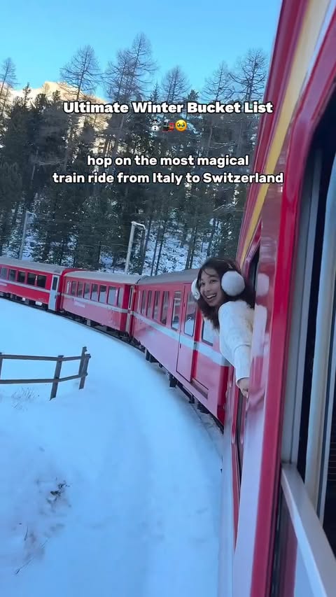 Instagram post by @itsjhomonta for GetYourGuide. Caption reads: And the award for most magical winter train ride....