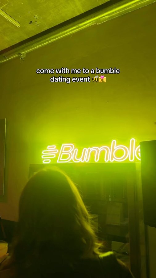 Instagram post by @_kalithompson for Bumble UK and Ireland. Caption reads: POV you go to an in real life Bumble event....