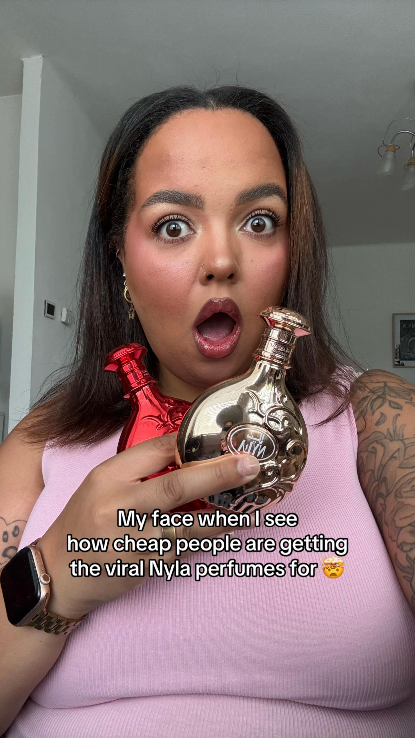 TikTok post by @janet.osayande for Salsabeel Perfumes. Caption reads: The discount on this Nyla perfume bundle is....