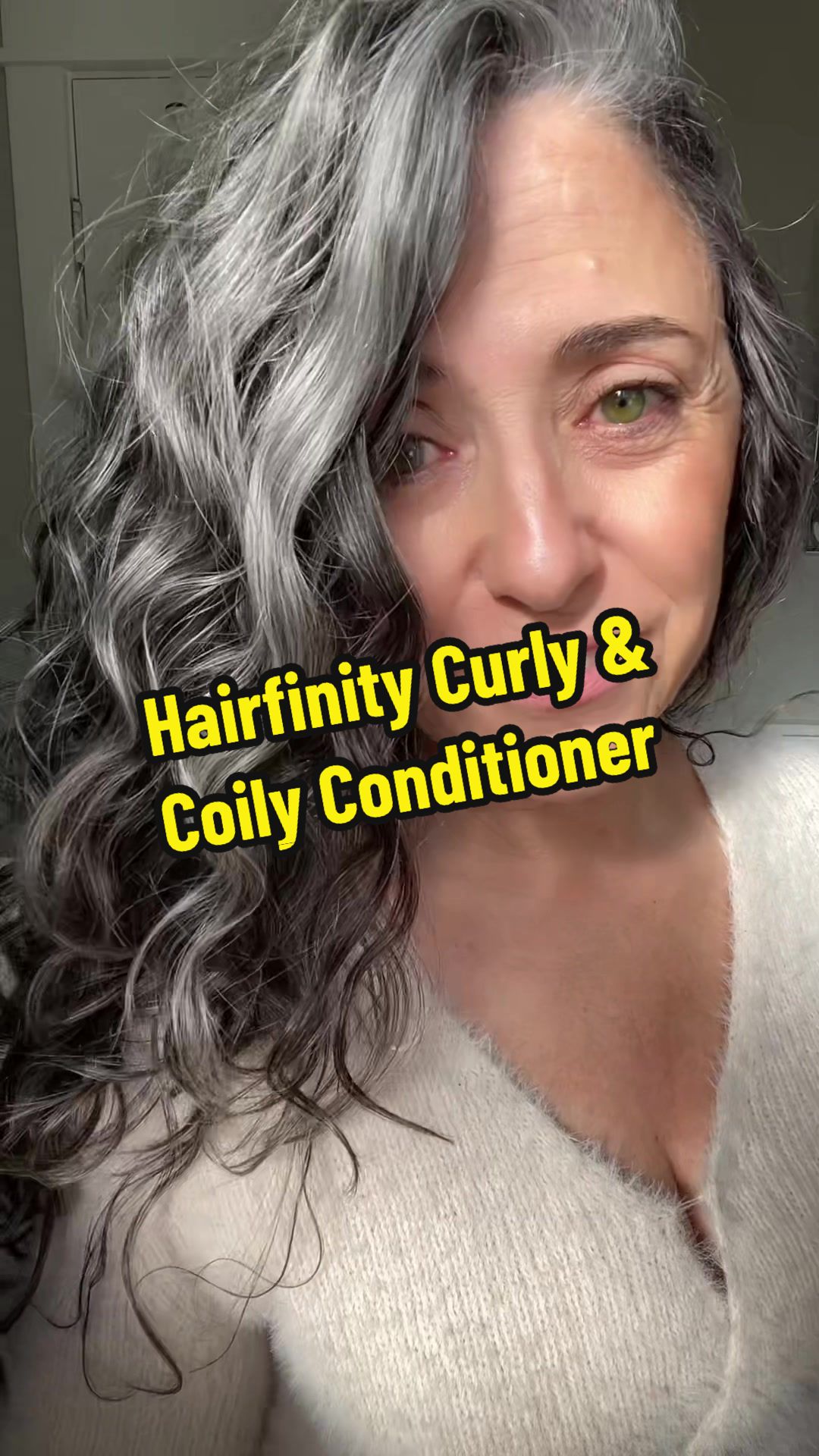 TikTok post by @grayawhile for Hairfinity. Caption reads: [...] used the Curly & Coily Conditioner by....