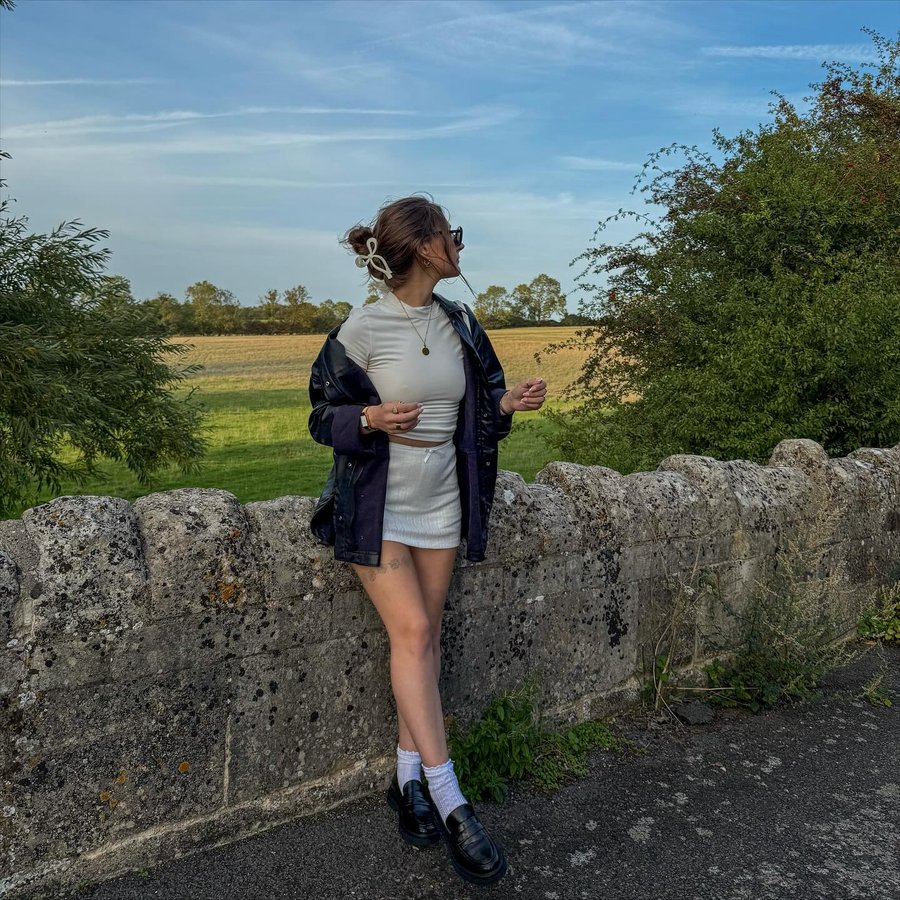 Instagram post by @alittleamy.x for Pink Vanilla. Caption reads: [...] betweeny weather is hard. 

loafers -....