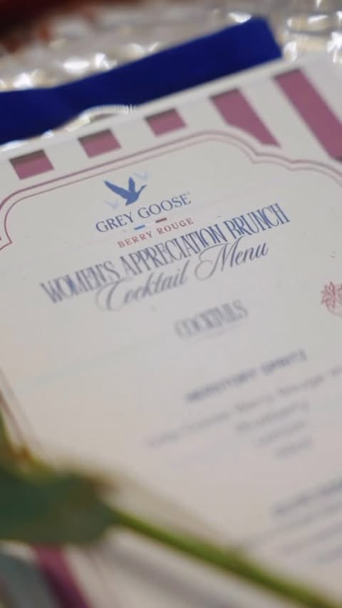 Instagram post by @omosblack for GREY GOOSE Vodka. Caption reads: The @greygoose Berry Rouge Women’s history Brunch....