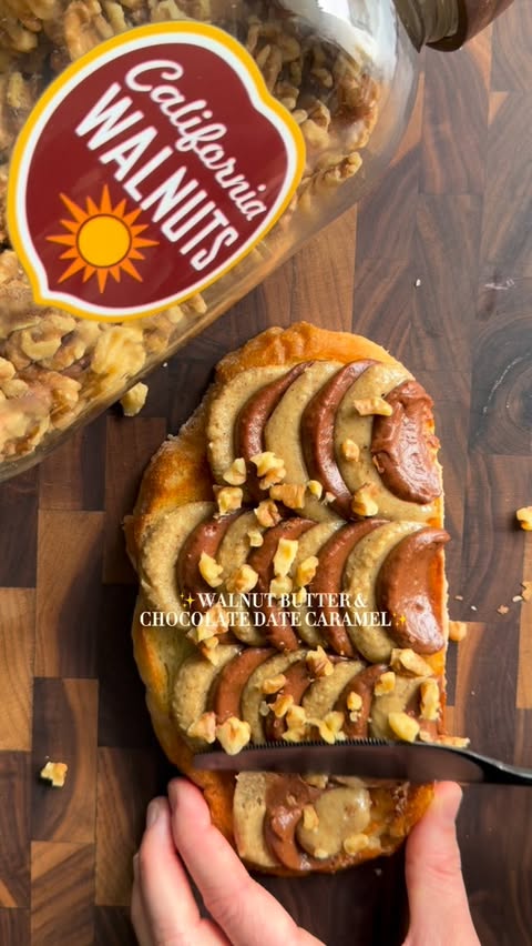 Instagram post by @saras_eats_and_sweets for California Walnuts. Caption reads: [...] oven to 350F. Evenly spread your California....
