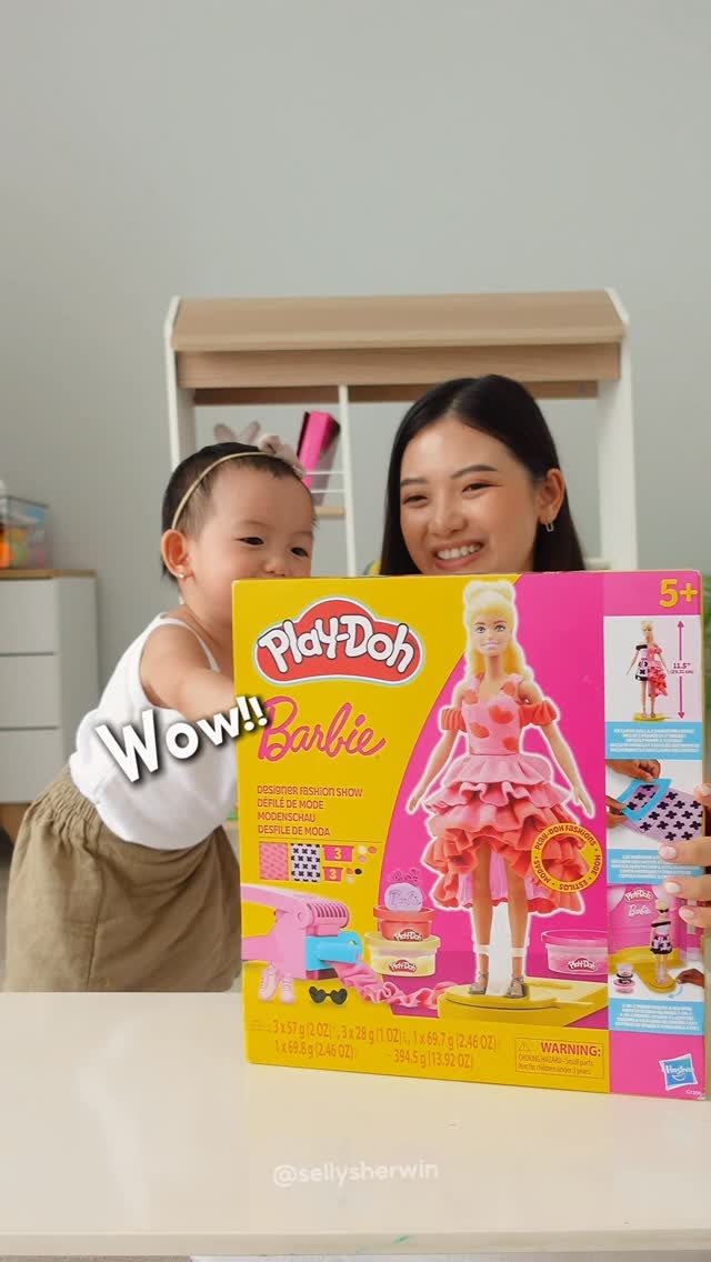 Instagram post by @sellysherwin for Play-Doh. Caption reads: Unboxing toys part 1! @playdoh memang never....