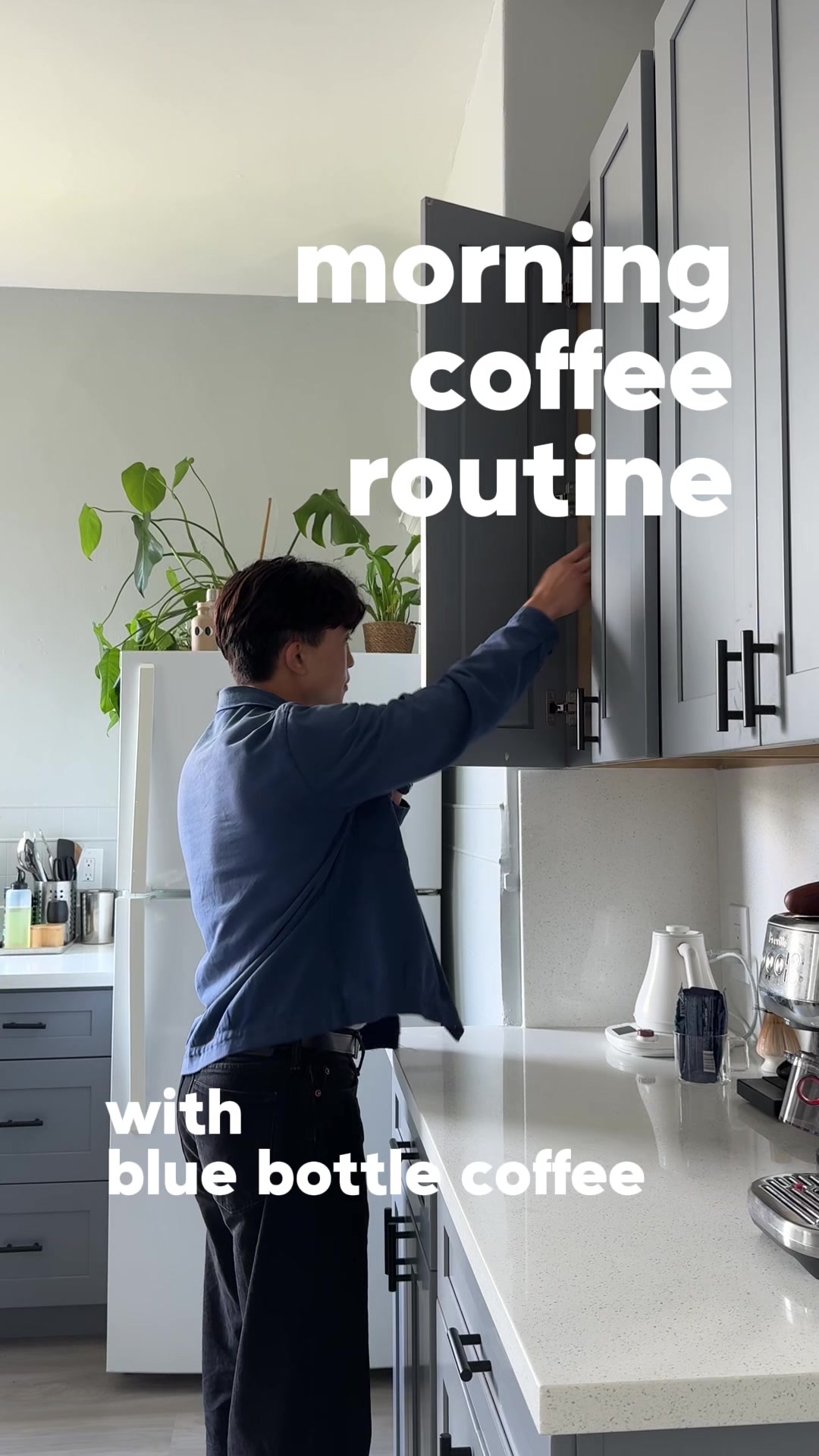 TikTok post by @mxchaelhe for Blue Bottle Coffee. Caption reads: [...] you need is water, ice, and milk! @Blue....