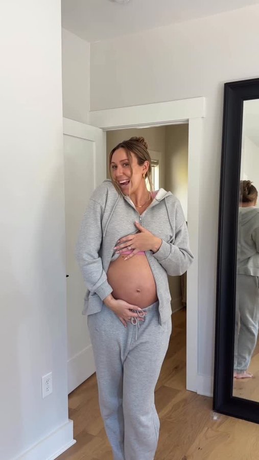 Instagram post by @abbeyweitzeil for Kindred Bravely. Caption reads: Having cozy, cute and reliable clothes during....