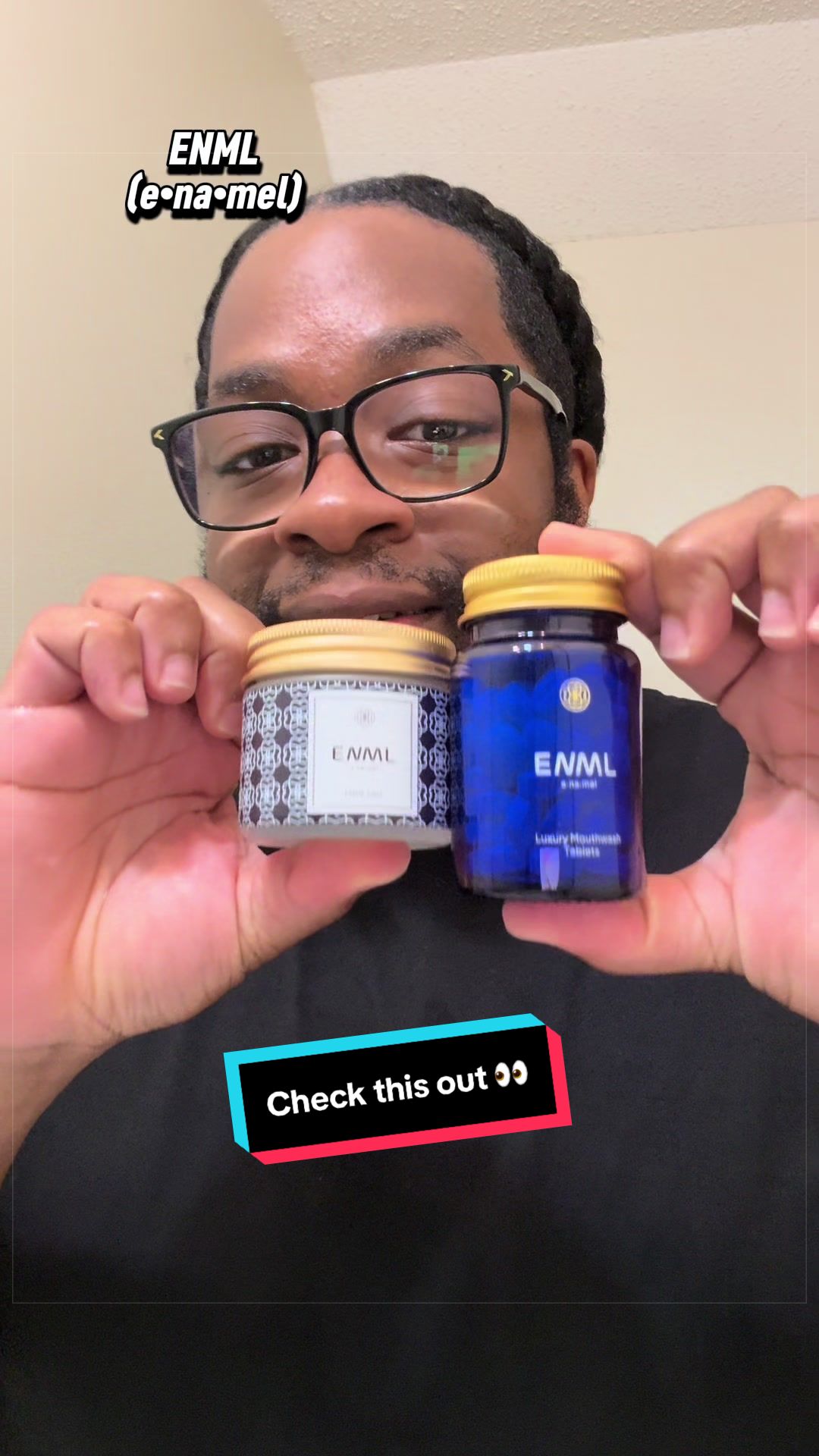TikTok post by @juwanreams for ENML Toothpaste Tabs. Caption reads: [...] #flashsale #juwanreams @ENML Toothpaste Tabs.