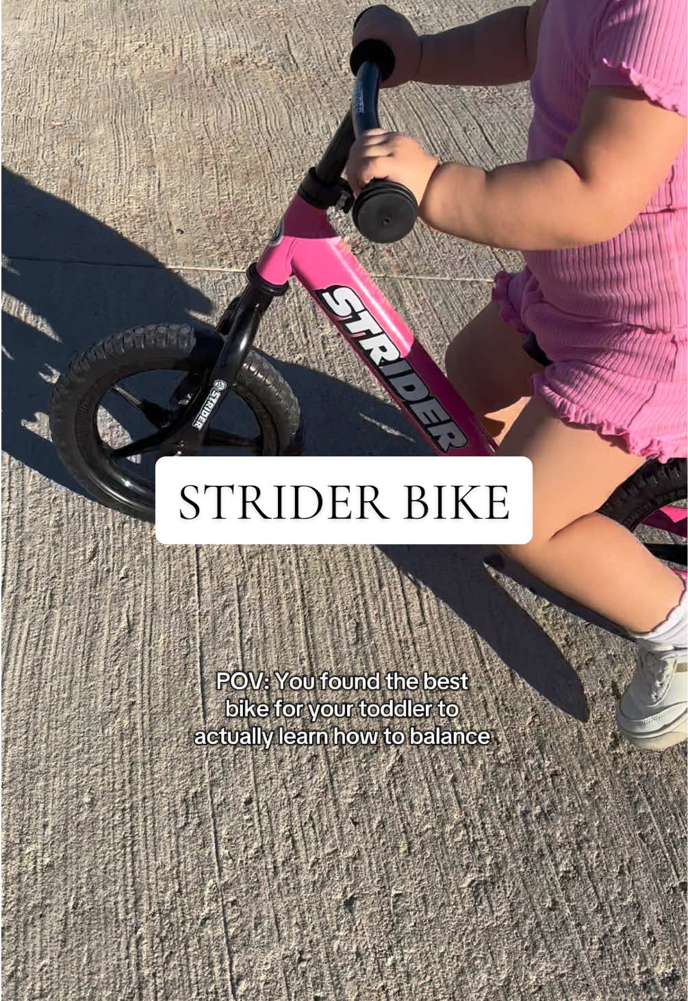 TikTok post by @mariahkaily for Strider Bikes. Caption reads: [...] #bike #toddlersoftiktok #twins #fyp @Strider....