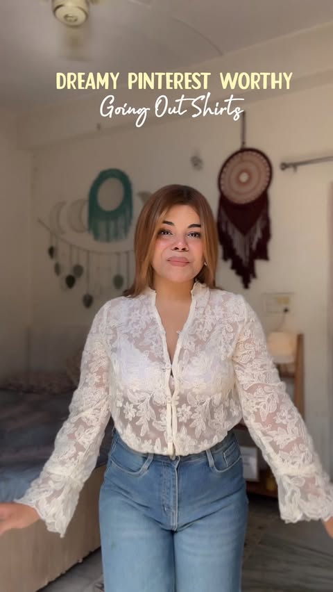 Instagram post by @also_ayushi for OUTZIDR. Caption reads: [...] trying too hard. 🩷🖤 These shirts from....
