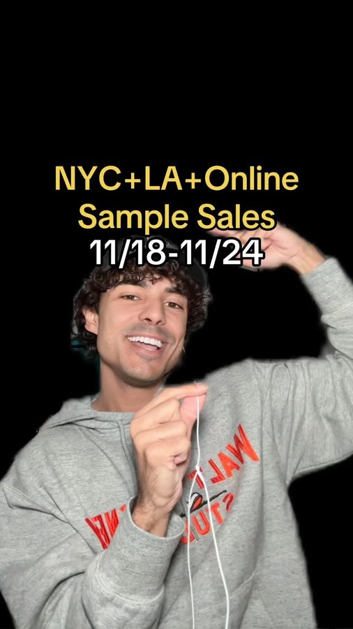 Instagram post by @hey.arthur.nyc for 260 Sample Sale. Caption reads: Here’s your weekly list of sample sales going on....