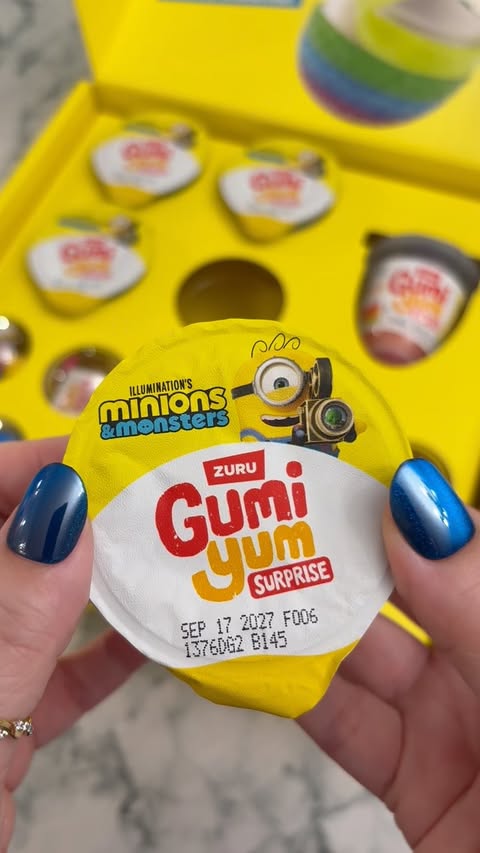 Instagram post by @scatteredadventures for Zuru Toys. Caption reads: #gifted Minions & Monsters Gumi Yum Surprise! 💛....