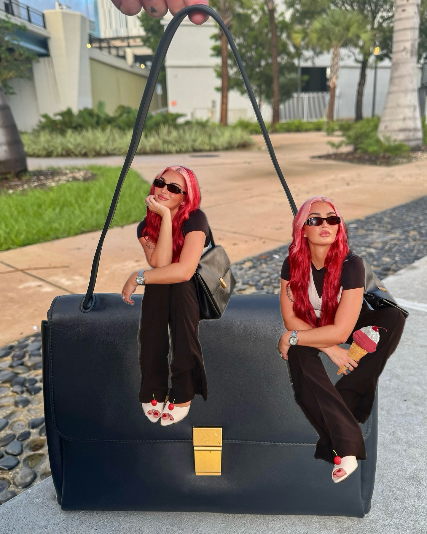 Instagram post by @mikki_duns for JW PEI. Caption reads: the traffic in question : 🤳🍒📸🚶‍♀️🖤 

LOVING....