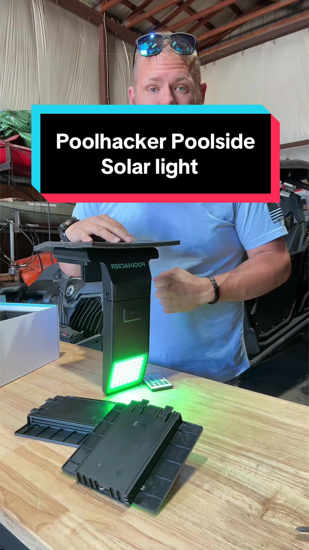 TikTok post by @hardwick_606 for Poolhacker. Caption reads: [...] #pool #solarlights #sale....