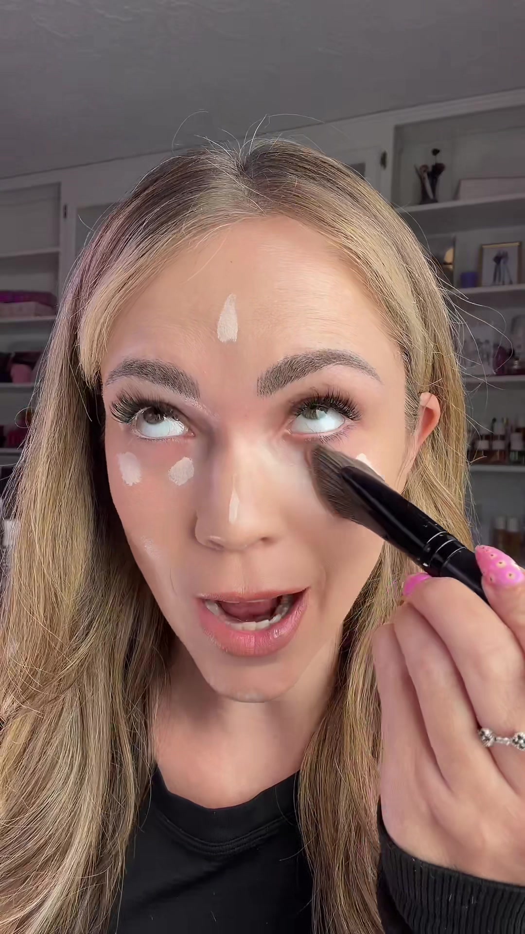 TikTok post by @abbey.kline for BK Beauty. Caption reads: RUN. @BK Beauty Brushes #bkbeautybrushes [...].