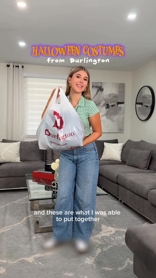 Instagram post by @elizabethelias for Burlington. Caption reads: #ad DIY Halloween Costumes at @burlingtondeals 🎃....