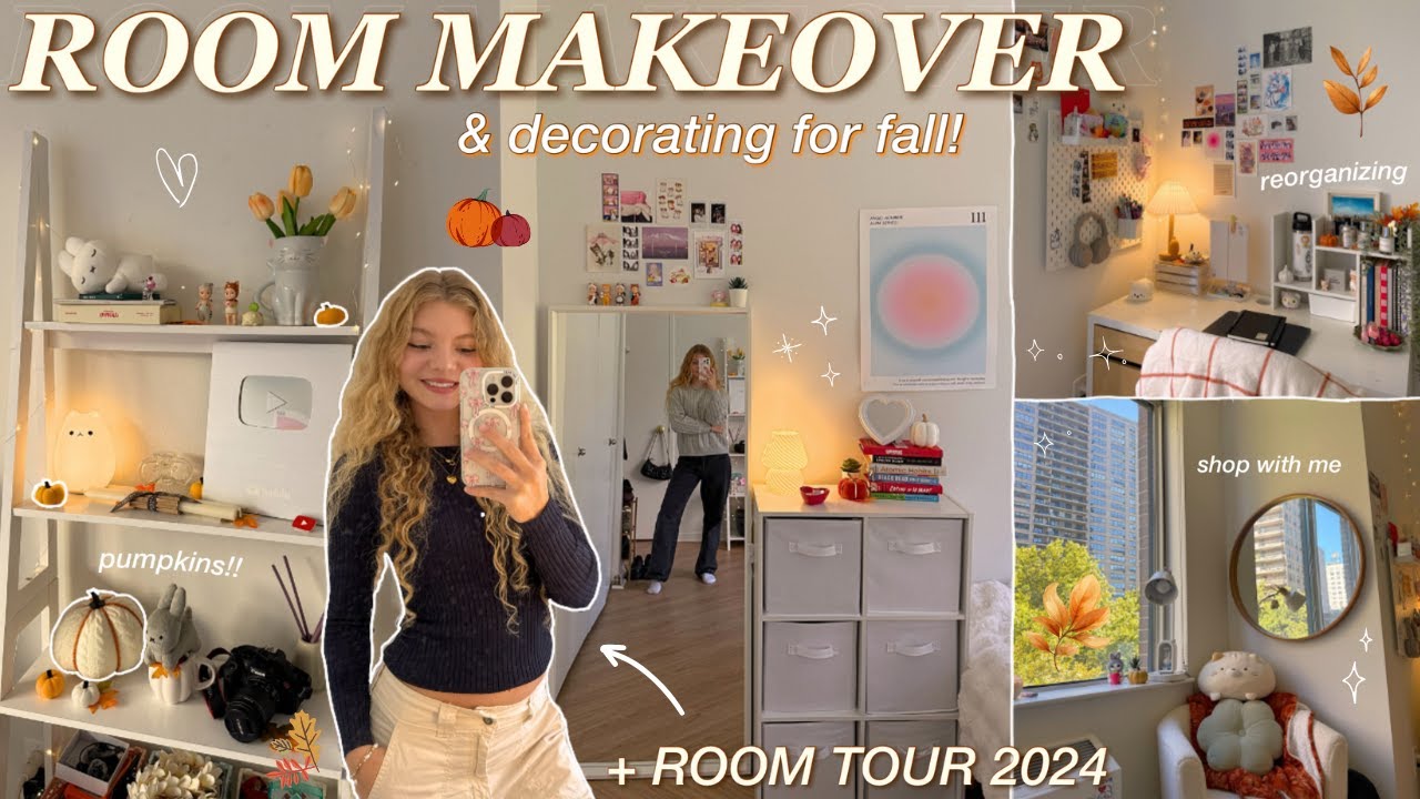 YouTube post by @KatelynDeWitt for Vsco. Caption reads: ROOM MAKEOVER & DECORATE WITH ME FOR FALL 2024....