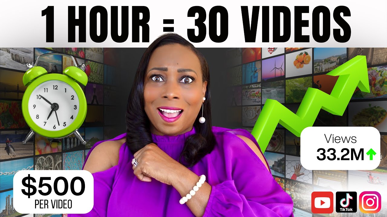 YouTube post by @RockstarAcademy for Creative Fabrica. Caption reads: Make 30 Viral Short Videos in 1 Hour Using AI –....