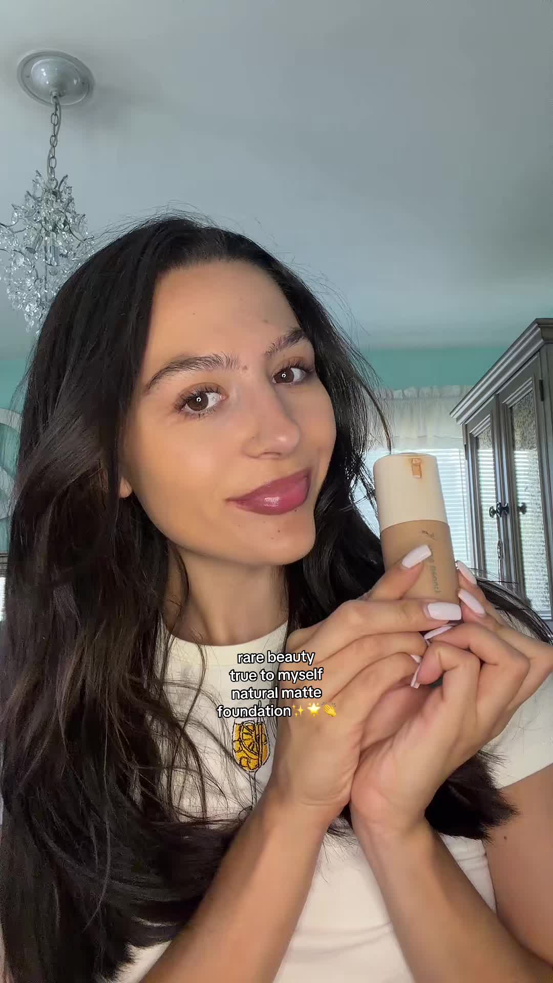 TikTok post by an influencer for Rare Beauty. Caption reads: @Rare Beauty sooo lightweight but so full [...].