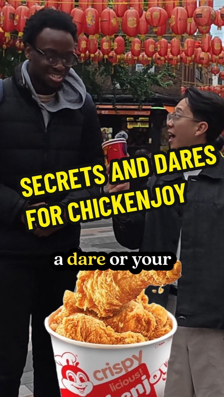 Instagram post by @bunchofbananaspod for Jollibee. Caption reads: Free Chickenjoy on the table. Would you tell your....