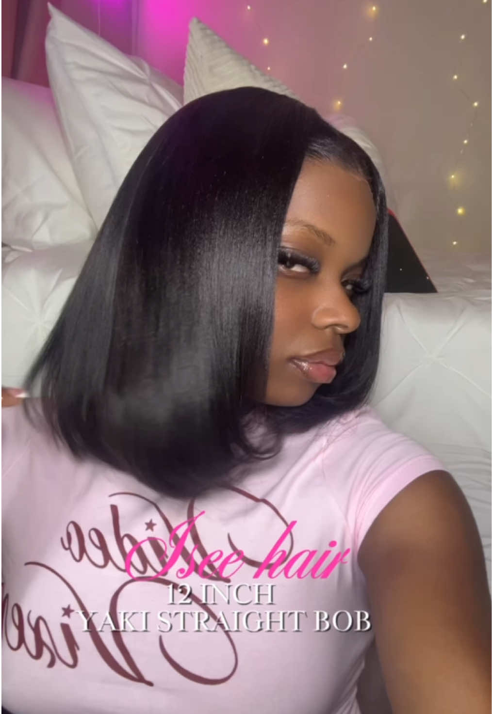 TikTok post by @alcinaelliott for iseehair. Caption reads: It’s literally just a bob🎀😍 I’m never going back....