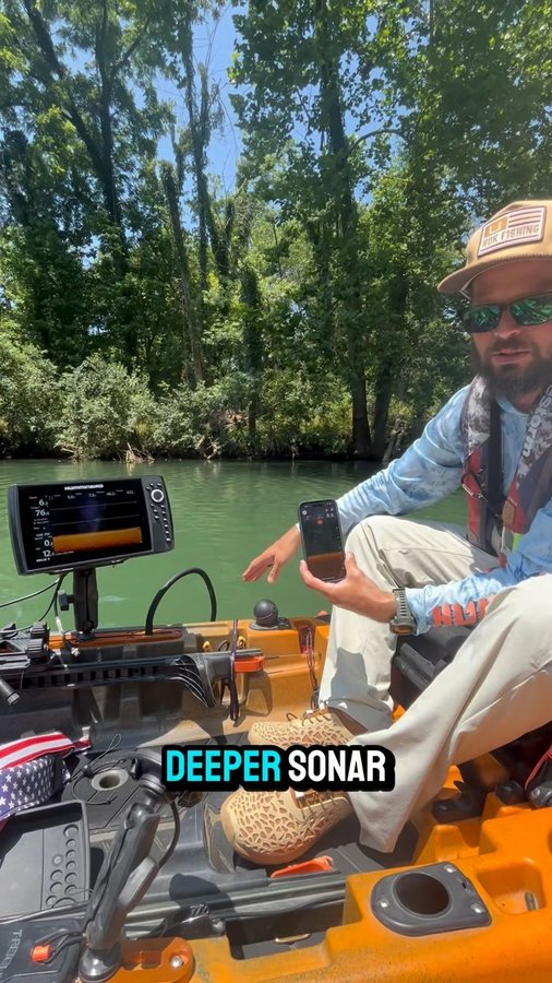 Instagram post by @the.reel.yak.dragger for Deepersonar. Caption reads: Have you experienced the portability of the Deeper....