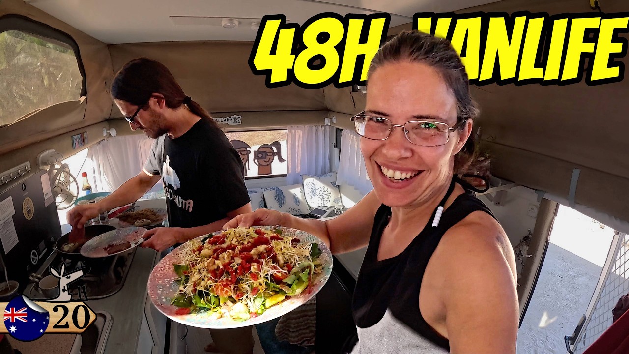 YouTube post by @Furgoenruta for EcoFlow. Caption reads: 48h Living in a Campervan on an Australian Island....