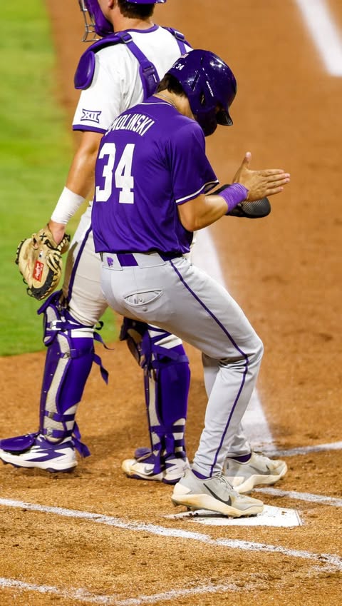 Instagram post by @big12studios for Big 12 Conference. Caption reads: Have a night, Ty Smolinski 👏 His RBI triple....