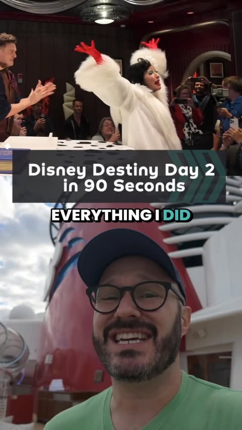 Instagram post by @guide2disney for Disney Parks. Caption reads: 🛳️ Disney Destiny Day 2 - Everything I did on my....