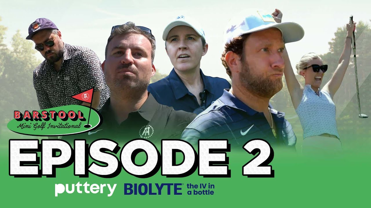 YouTube post by @BarstoolSportsTV for BIOLYTE. Caption reads: [...] Invitational Presented by Puttery and....