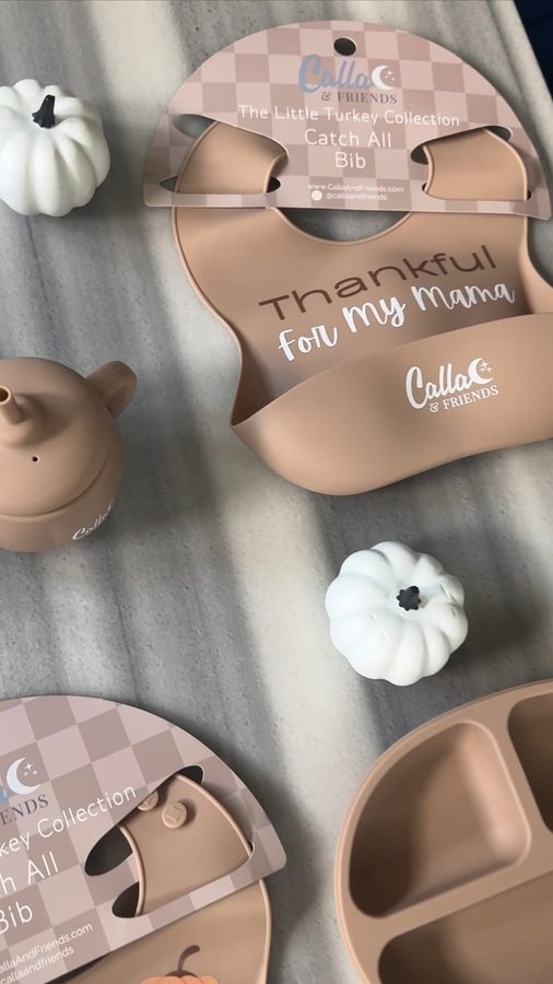 Instagram post by @survivingonchaosandcaffeine for Calla & Friends. Caption reads: POV: You found the perfect toddler Thanksgiving....