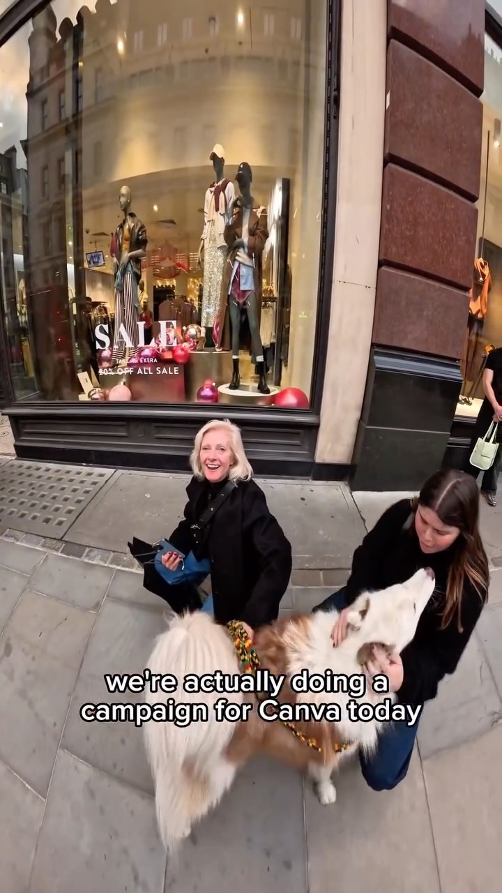 Instagram post by @_violasnow for Canva. Caption reads: Whoever spots Viola in London gets a really,....