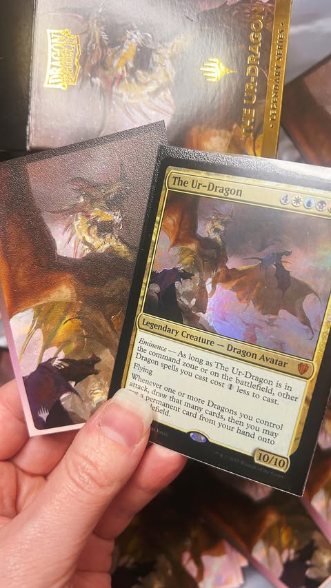 Instagram post by @annamt1992 for Dragon Shield. Caption reads: Dragonshield’s Legendary Series: Ur Dragon sleeves....