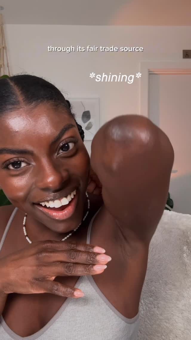 Instagram post by @melaninmichie for The Body Shop. Caption reads: there’s a reason auntie’s skin GLOWS (even in the....