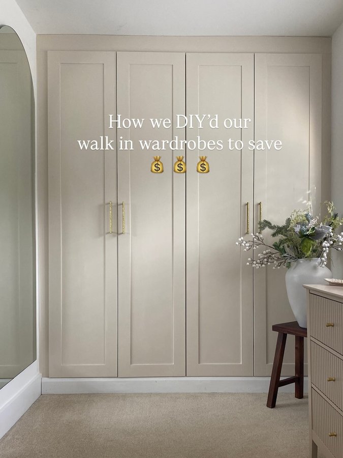 Instagram post by an influencer for Hendel & Hendel. Caption reads: DIY walk in wardrobes on a budget 💫 💰 Here’s how....