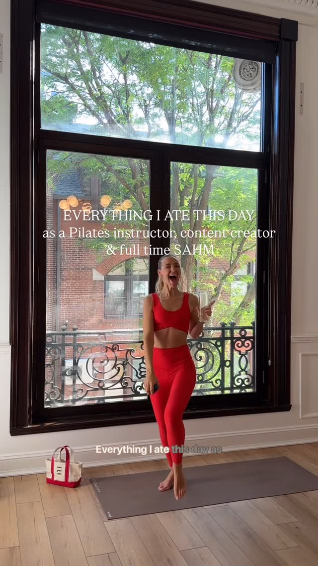 Instagram post by @purelypope for No Cow. Caption reads: Everything I ate this day as a pilates instructor,....