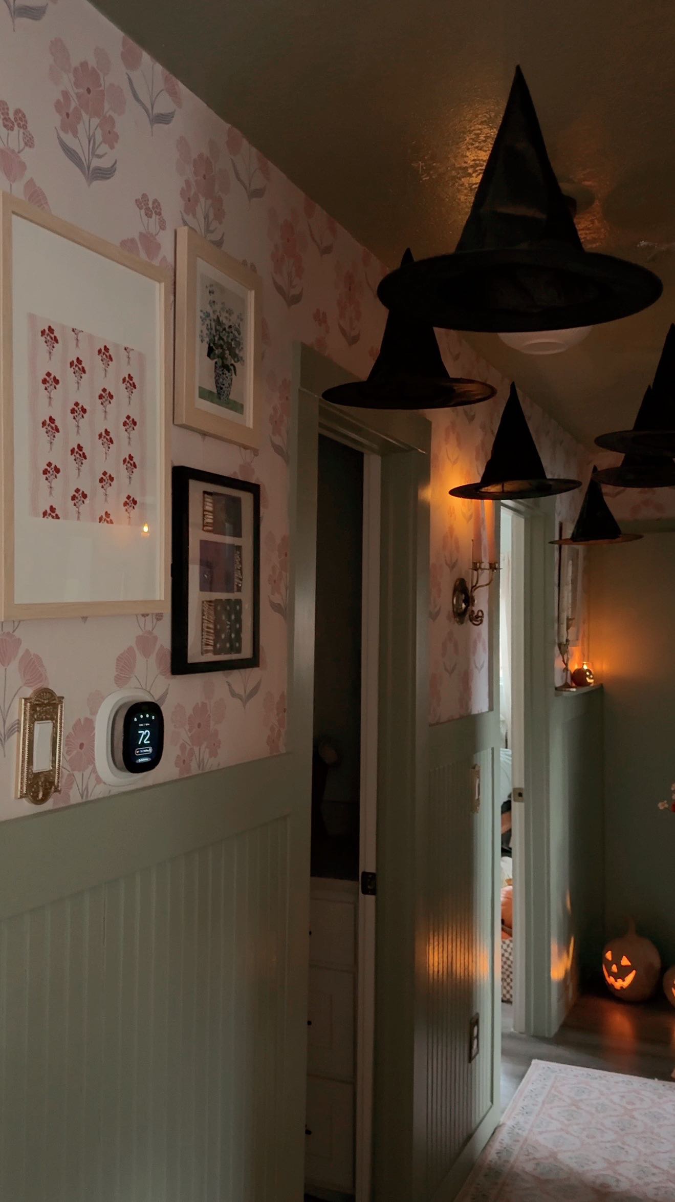 Instagram post by @flashesofstyle for Society6. Caption reads: My hallway transformation featuring @society6....