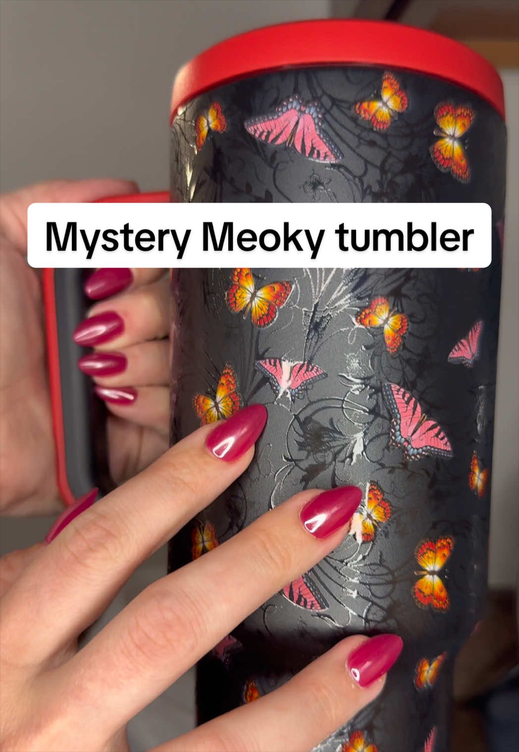 TikTok post by @toridieter for Meoky Cup. Caption reads: Okay this mystery tumbler did NOT disappoint!!....