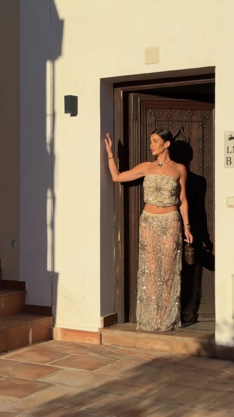 Instagram post by @emmamilton for River Island. Caption reads: [...] and sparkles are back for summer....